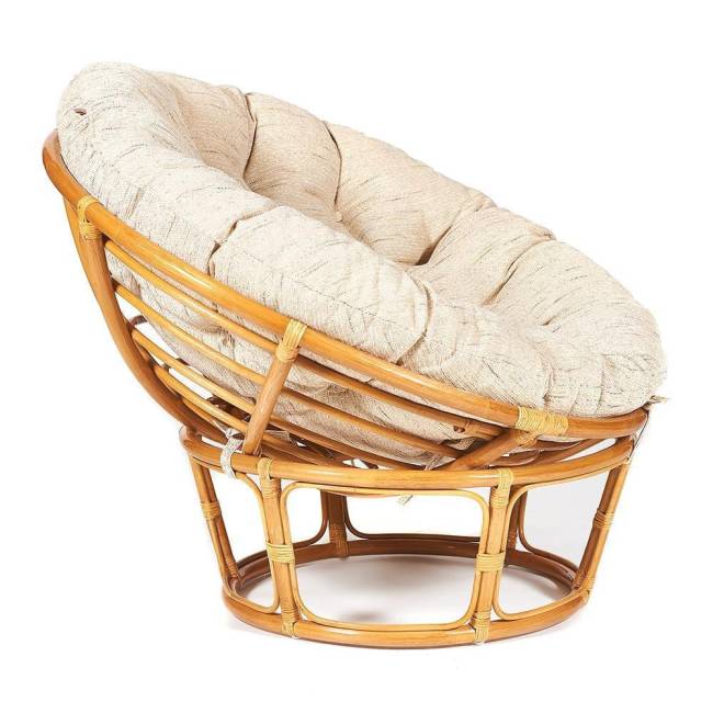 Кресло PAPASAN/ПАПАСАН 23/01 W  /с подушкой/ диаметр подушки 129 см, 115х101х104 см, Honey (мед), ткань Старт Honey (мед)