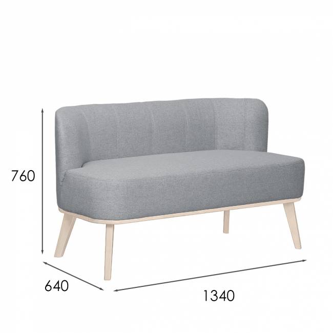 Диван Жирон ткань серый, каркас лак