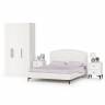 3-х дверный шкаф с кроватью на 1600 Валенсия и двумя тумбочками цвет белый шагрень