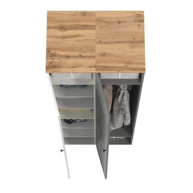 Два шкафа-пенала Остин цвет белый шагрень/серый графит/дуб крафт золотой Два шкафа-пенала Остин цвет белый шагрень/серый графит/дуб крафт золотой