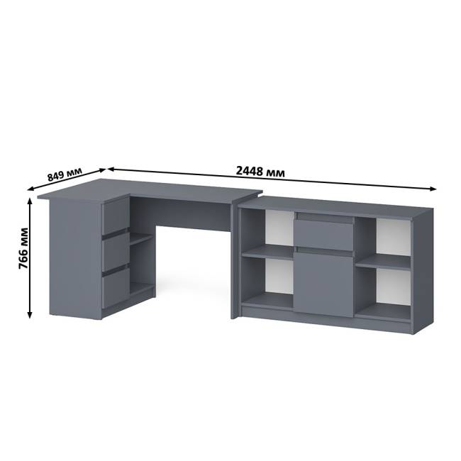 Тумба Мори МТВ1204.1 и стол компьютерный угловой МС-16 левый цвет графит
