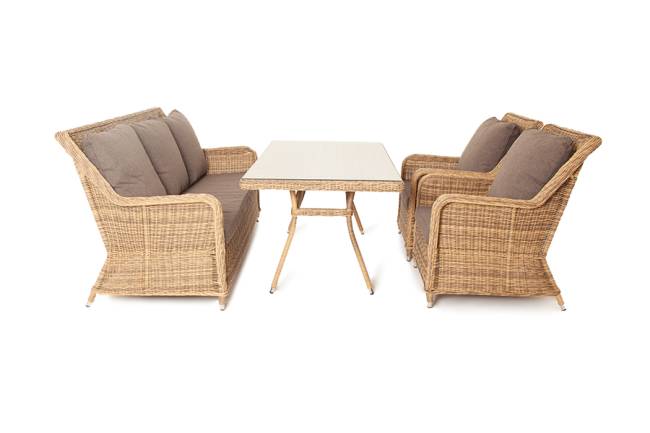 "Гляссе" обеденная группа из искусственного ротанга, цвет соломенный "Гляссе" обеденная группа из искусственного ротанга, цвет соломенный