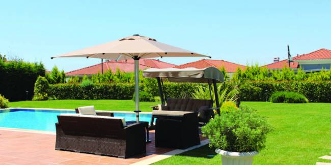 Зонт профессиональный 4х4 м Lux Telescopic Manuel бежевый 4000х4000 мм