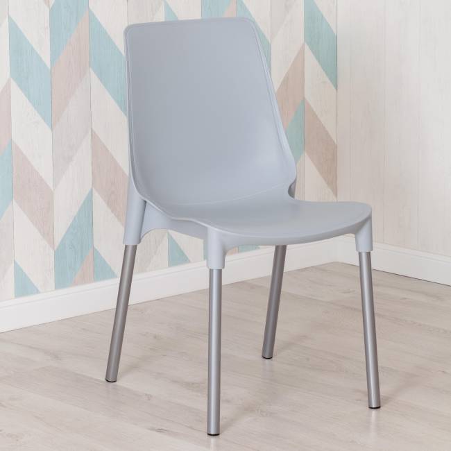 Стул GENIUS (mod 75) / 1 шт. в упаковке металл/пластик, 46x56x84cм, серый/ножки хром серый металл/пластик