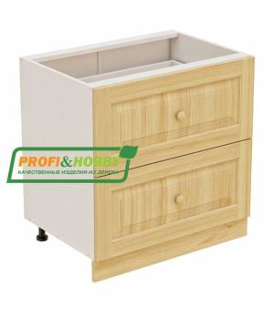 Тумба 2 ящика 800х530х720 + фасад сосна бесцветный лак