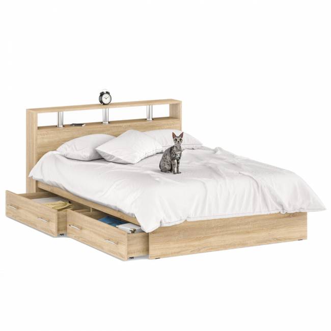 Кровать с ящиками Камелия 1400 цвет дуб сонома