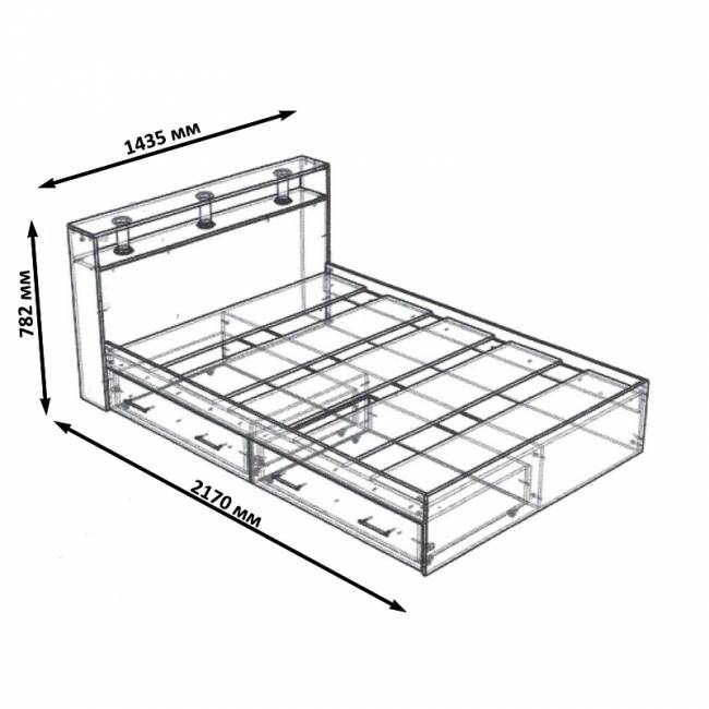 Кровать с ящиками Камелия 1400 цвет дуб сонома