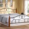 Кровать AT-808 дерево гевея/металл, 160*200 см (Queen bed), красный дуб/черный дуб темный дерево гевея/металл