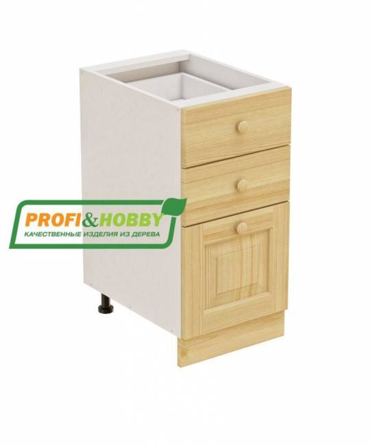 Тумба 3 ящика 400х530х720 + фасад сосна без покраски Тумба 3 ящика 400х530х720 + фасад сосна без покраски