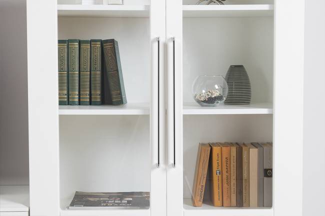 Стенка для гостиной с ТВ-тумбой Валенсия № 68 цвет белый шагрень