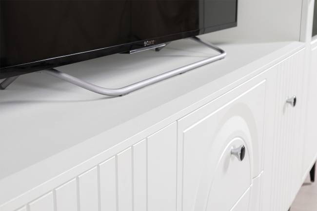 Стенка для гостиной с ТВ-тумбой Валенсия № 68 цвет белый шагрень