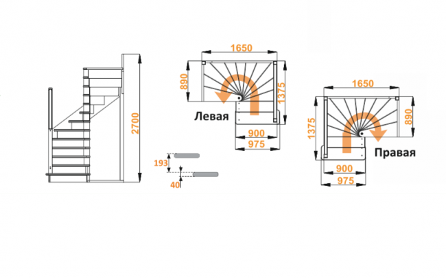 Деревянная лестница ЛС-05м под покраску