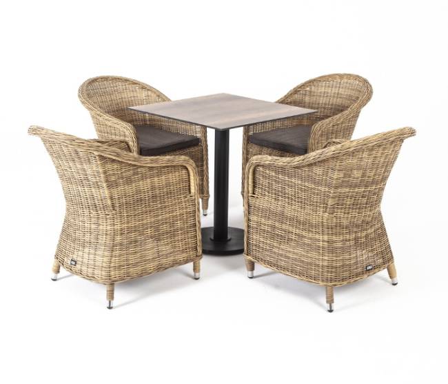 "Каффе" обеденная группа на 4 персоны, стулья соломенные "Каффе" обеденная группа на 4 персоны, стулья соломенные