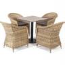 "Каффе" обеденная группа на 4 персоны, стулья соломенные "Каффе" обеденная группа на 4 персоны, стулья соломенные