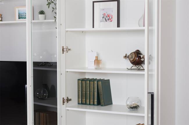 Валенсия стенка для гостиной № 71 цвет белый шагрень