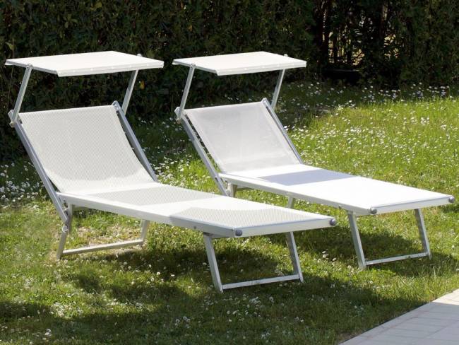 Шезлонг-лежак металлический Big серебристый 2040х840х470 мм