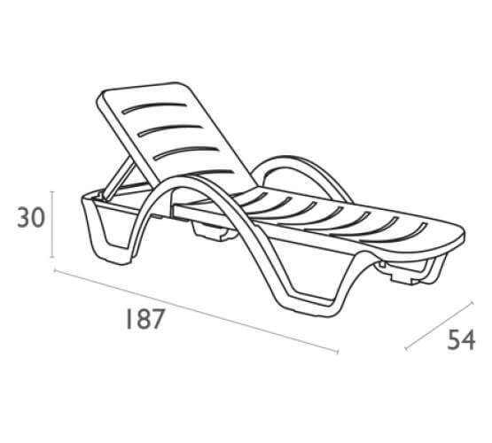 Шезлонг-лежак пластиковый Havana тик 1870x540x300 мм
