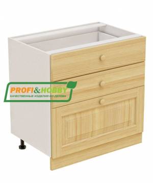 Тумба 3 ящика 800х530х720 + фасад сосна бесцветный лак