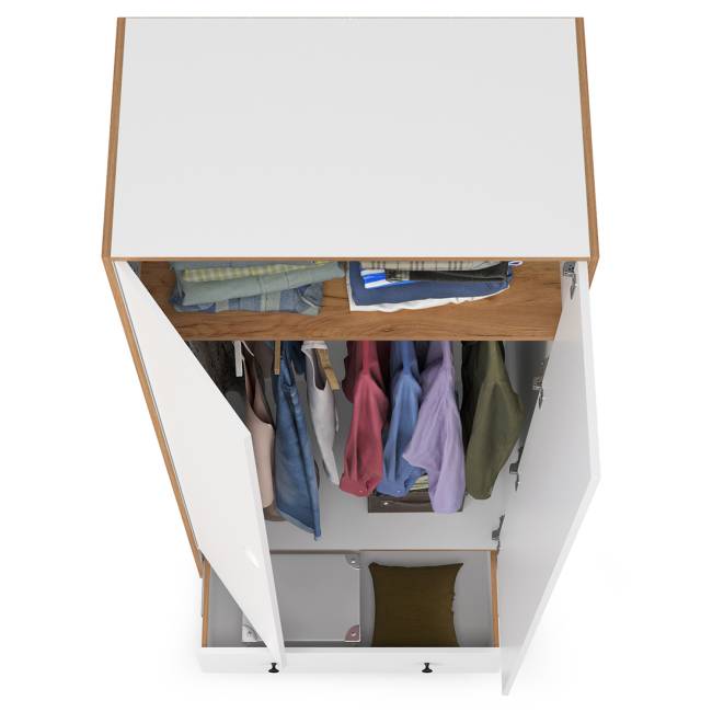 Шкаф для одежды Вуди 13.138 цвет белый премиум/дуб крафт золотой