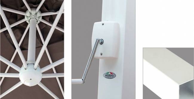 Зонт профессиональный 3.5х3.5 м Pompei Braccio белый, серый 3500х3500 мм