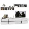 Две ТВ тумбы Сидней с полками цвет белый/чёрный/фасады МДФ белый глянец Две ТВ тумбы Сидней с полками цвет белый/чёрный/фасады МДФ белый глянец