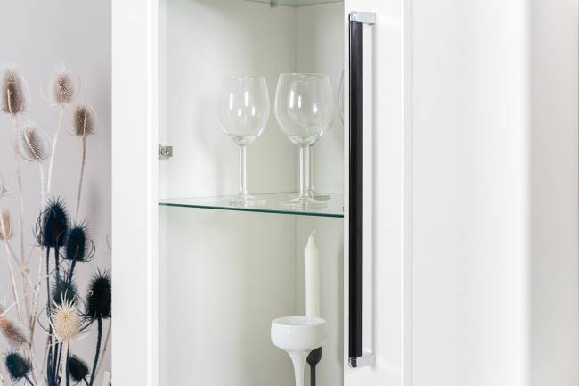 Стенка в гостиную Валенсия № 80 цвет белый шагрень