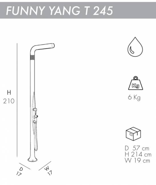 Душ уличный Funny Yang T 245 антрацит 170х170х2100 мм Душ уличный Funny Yang T 245 антрацит 170х170х2100 мм